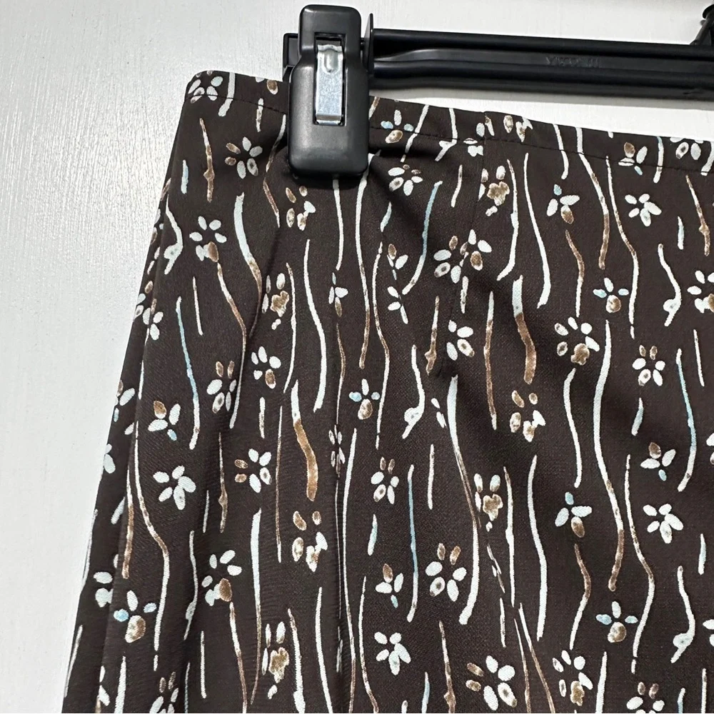 Vintage 90s Axcess Chocolate Brown Floral Midi Skirt Women’s Size Medium Boho - Picture 4 of 16